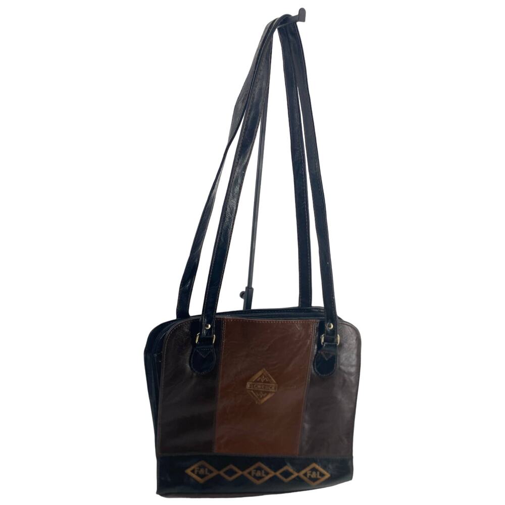 Vintage Florence women brown black zip/ snap closure hand bag should bag purse